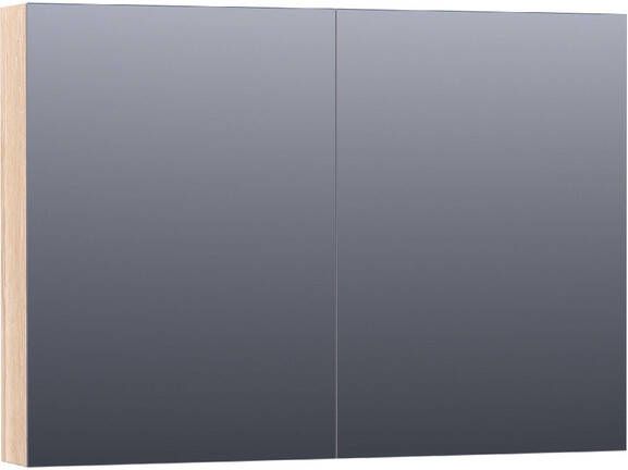 BRAUER Plain Spiegelkast 100x70x15cm 2 links rechtsdraaiende spiegeldeuren hout white oak SK-PL100WO