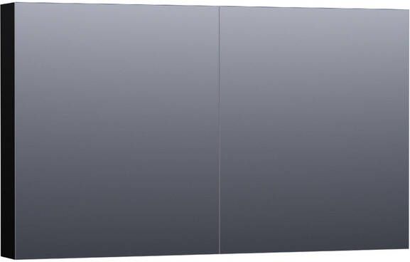 BRAUER Plain Spiegelkast 120x70x15cm 2 links rechtsdraaiende spiegeldeuren MDF hoogglans zwart SK-PL120HZ