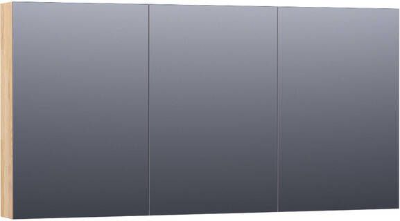 BRAUER Plain Spiegelkast 140x70x15cm 3 links- en rechtsdraaiende spiegeldeuren hout grey oak SK-PL140GO