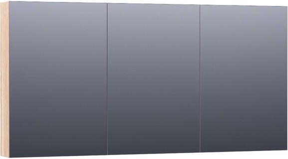 BRAUER Plain Spiegelkast 140x70x15cm 3 links- en rechtsdraaiende spiegeldeuren hout white oak SK-PL140WO