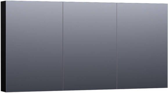 BRAUER Plain Spiegelkast 140x70x15cm 3 links- en rechtsdraaiende spiegeldeuren MDF hoogglans zwart SK-PL140HZ