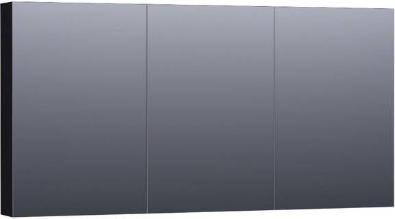 BRAUER Plain Spiegelkast 140x70x15cm 3 links- en rechtsdraaiende spiegeldeuren MDF mat zwart SK-PL140MZ