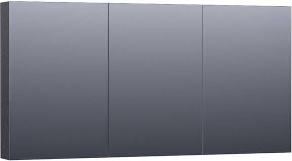 BRAUER Plain Spiegelkast 140x70x15cm 3 links- en rechtsdraaiende spiegeldeuren MFC black wood SK-PL140BW
