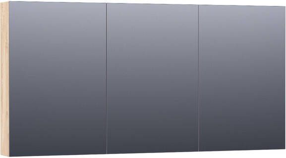 BRAUER Plain Spiegelkast 140x70x15cm 3 links- en rechtsdraaiende spiegeldeuren MFC sahara SK-PL140SH