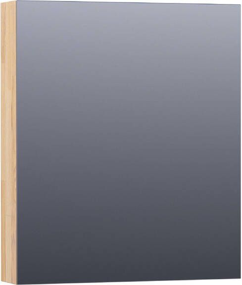 Saniclass Plain spiegelkast 60x70x15cm met 1 linksdraaiende spiegeldeur Hout Grey oak SK-PL60LGO