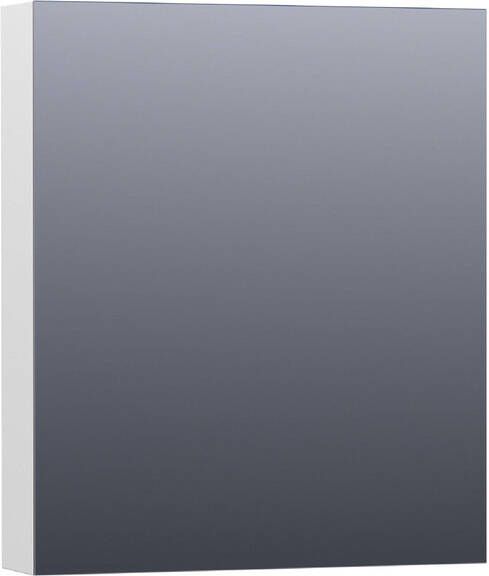 Brauer Plain Spiegelkast 60x70x15cm 1 rechtsdraaiende spiegeldeur MDF hoogglans wit SK-PL60RHW