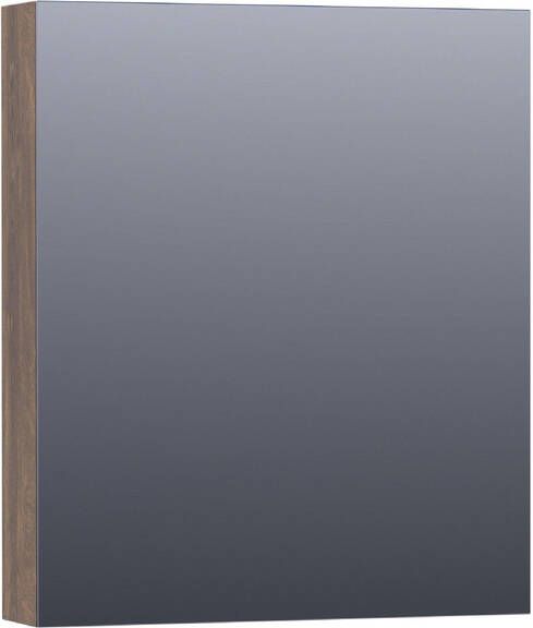 BRAUER Plain Spiegelkast 60x70x15cm 1 rechtsdraaiende spiegeldeur MFC burned bark SK-PL60RBB