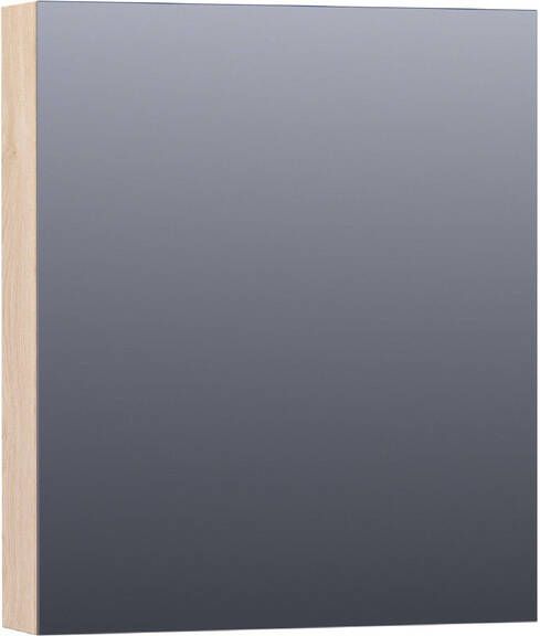 Brauer Plain Spiegelkast 60x70x15cm 1 rechtsdraaiende spiegeldeur MFC legno calore SK-PL60RLC