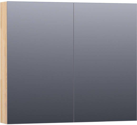 BRAUER Plain Spiegelkast 80x70x15cm 2 links rechtsdraaiende spiegeldeuren hout grey oak SK-PL80GO