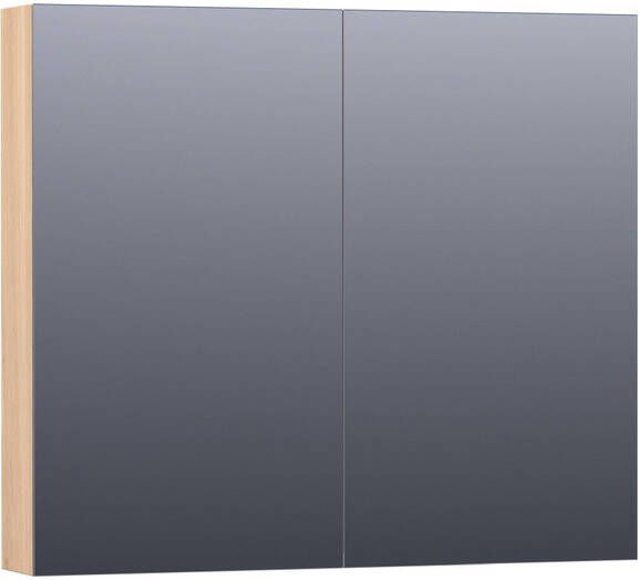 BRAUER Plain Spiegelkast 80x70x15cm 2 links rechtsdraaiende spiegeldeuren hout Smoked oak SK-PL80SO