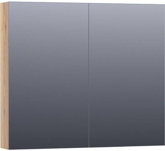 BRAUER Plain Spiegelkast 80x70x15cm 2 links rechtsdraaiende spiegeldeuren hout Vintage oak SK-PL80VO