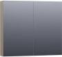 BRAUER Plain Spiegelkast 80x70x15cm 2 links rechtsdraaiende spiegeldeuren MDF hoogglans taupe SK-PL80HT - Thumbnail 1