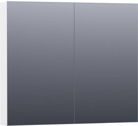 BRAUER Plain Spiegelkast 80x70x15cm 2 links rechtsdraaiende spiegeldeuren MDF mat wit SK-PL80MW