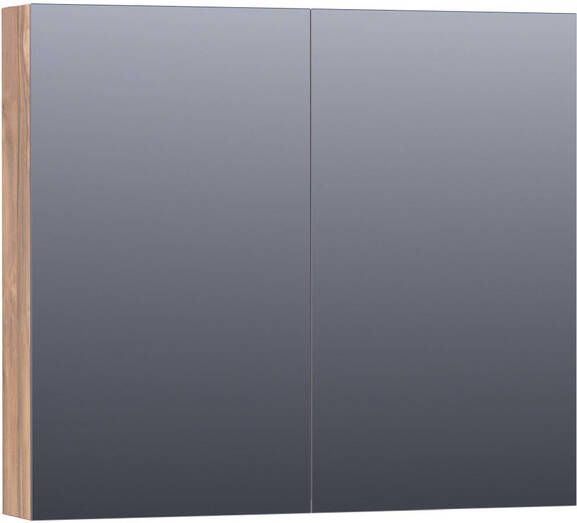 BRAUER Plain Spiegelkast 80x70x15cm 2 links rechtsdraaiende spiegeldeuren MFC Almond SK-PL80AL