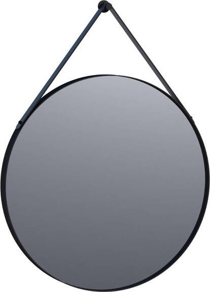 BRAUER Silhouette Spiegel rond 70x70cm zonder verlichting rond leren band zwart aluminium 3603