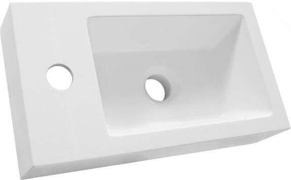 Brauer Solar Thick opbouw fontein 40 met 1 kraangat en links rechts te plaatsen mineraalmarmer zijdeglans wit FO-SOT401ZW