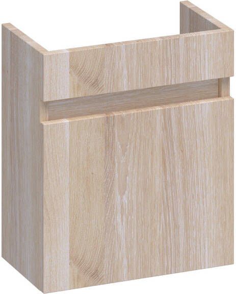 Brauer Solution Fonteinonderkast 40x45x22cm 1 linksdraaiende deur doorlopende lamellen geborsteld hout white oak FO-SLLWO