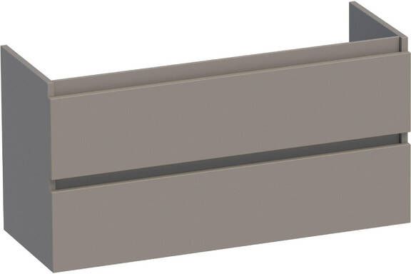 Brauer Solution Small Wastafelonderkast 100x39x50cm 2 softclose greeploze lades 1 sifonuitsparing MDF mat taupe 1792