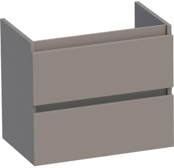 Brauer Solution Small Wastafelonderkast 60x39x50cm 2 softclose greeploze lades 1 sifonuitsparing MDF mat taupe 1768