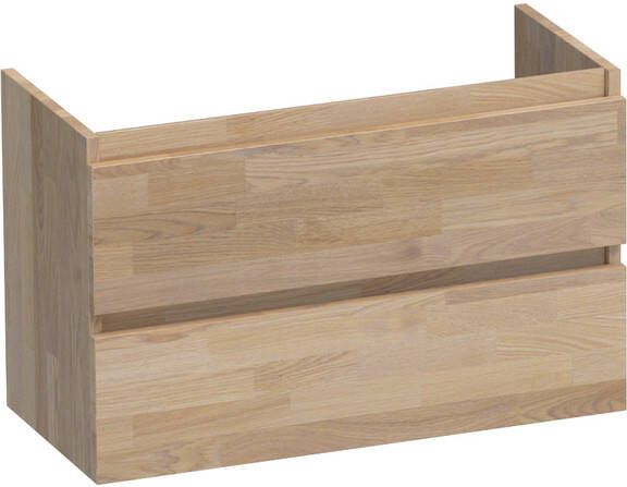 BRAUER Solution Small Wastafelonderkast 80x39x50cm 2 softclose greeploze lades 1 sifonuitsparing hout grey oak OK-NWS80SGO