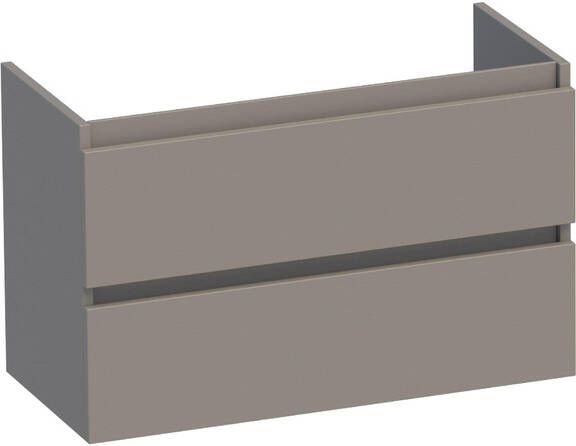 Brauer Solution Small Wastafelonderkast 80x39x50cm 2 softclose greeploze lades 1 sifonuitsparing MDF mat taupe 1769