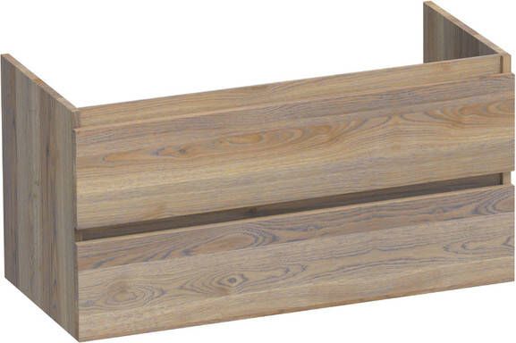 Brauer Solution Wastafelonderkast 100x46x50cm 2 softclose greeploze lades 1 sifonuitsparing hout Vintage oak OK-MES100VO