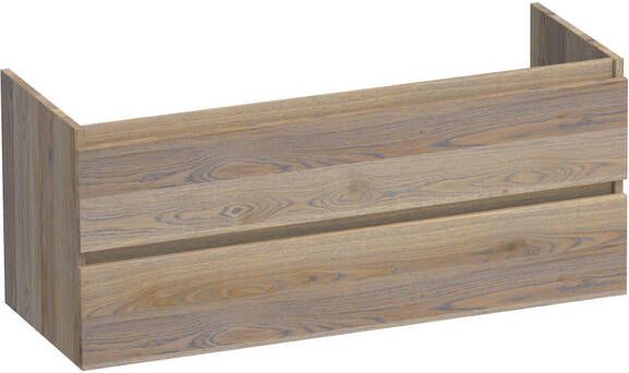 BRAUER Solution Wastafelonderkast 120x39x50cm 2 softclose greeploze lades 1 sifonuitsparing hout Vintage oak OK-MES1201VO