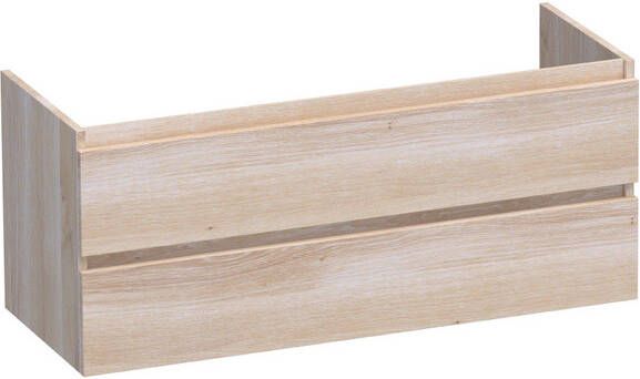 BRAUER Solution Wastafelonderkast 120x39x50cm 2 softclose greeploze lades 1 sifonuitsparing hout white oak OK-MES1201WO