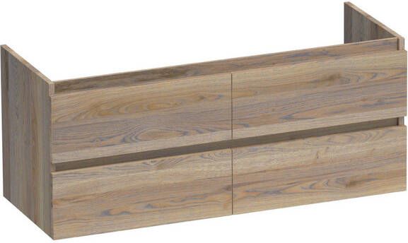 BRAUER Solution Wastafelonderkast 120x39x50cm 4 softclose greeploze lades 2 sifonuitsparing hout Vintage oak OK-MES1204VO