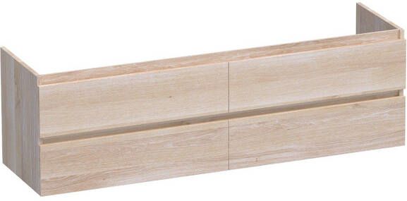 BRAUER Solution Wastafelonderkast 160x46x50cm 4 softclose greeploze lades 2 sifonuitsparing hout white oak OK-MES160WO