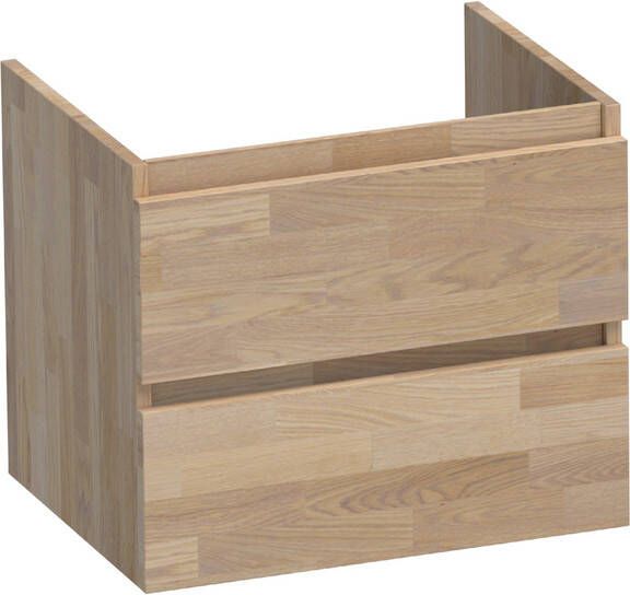 BRAUER Solution Wastafelonderkast 60x46x50cm 2 softclose greeploze lades 1 sifonuitsparing hout grey oak OK-NWS60GO