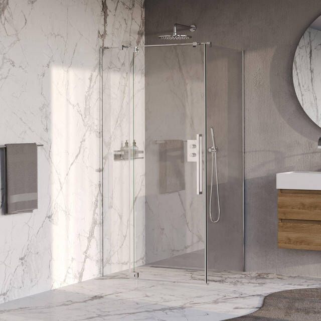 Brauer Stellar Douchecabine 100x90x200cm draaideur glascoating omkeerbaar helder glas Chroom GS-SRC1H10090200CE