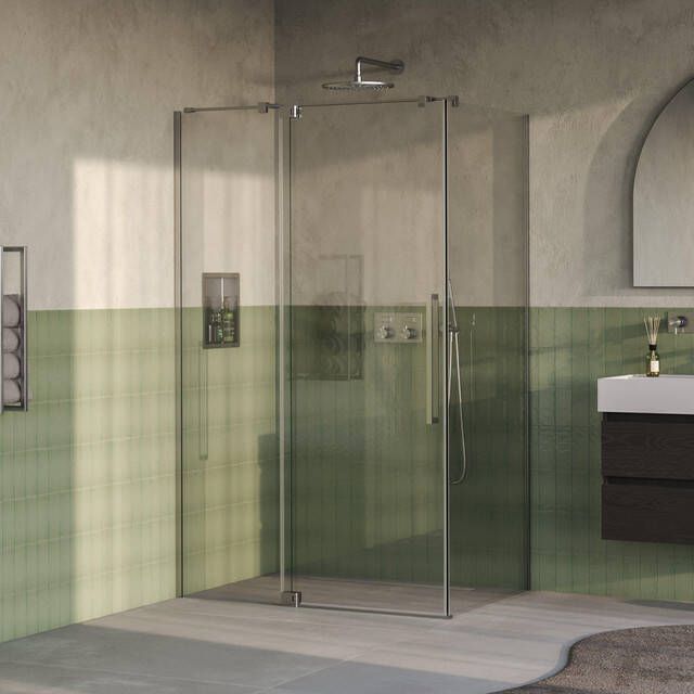 Brauer Stellar Douchecabine 120x100x200cm draaideur glascoating omkeerbaar helder glas Geborsteld RVS PVD GS-SRC1H120100200NG