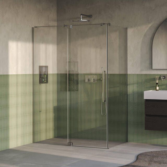 Brauer Stellar Douchecabine 140x90x200cm draaideur glascoating omkeerbaar helder glas Geborsteld RVS PVD GS-SRC1H14090200NG