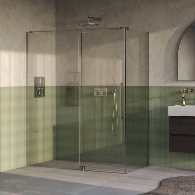 Brauer Stellar Douchecabine 160x90x200cm draaideur glascoating omkeerbaar helder glas Geborsteld RVS PVD GS-SRC1H16090200NG