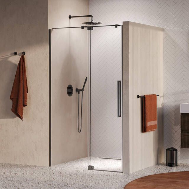 Brauer Stellar Nisdeur 2-delig 100x200cm draaideur glascoating omkeerbaar helder glas geborsteld koper PVD GS-SRN1H100200GM