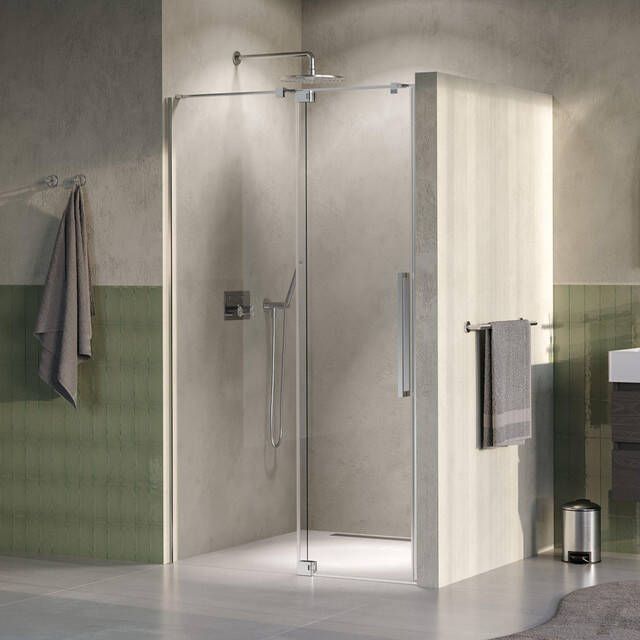 Brauer Stellar Nisdeur 2-delig 100x200cm draaideur glascoating omkeerbaar helder glas mat zwart GS-SRN1H100200NG