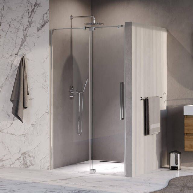 Brauer Stellar Nisdeur 2-delig 120x200cm draaideur glascoating omkeerbaar helder glas Geborsteld RVS PVD GS-SRN1H120200CE