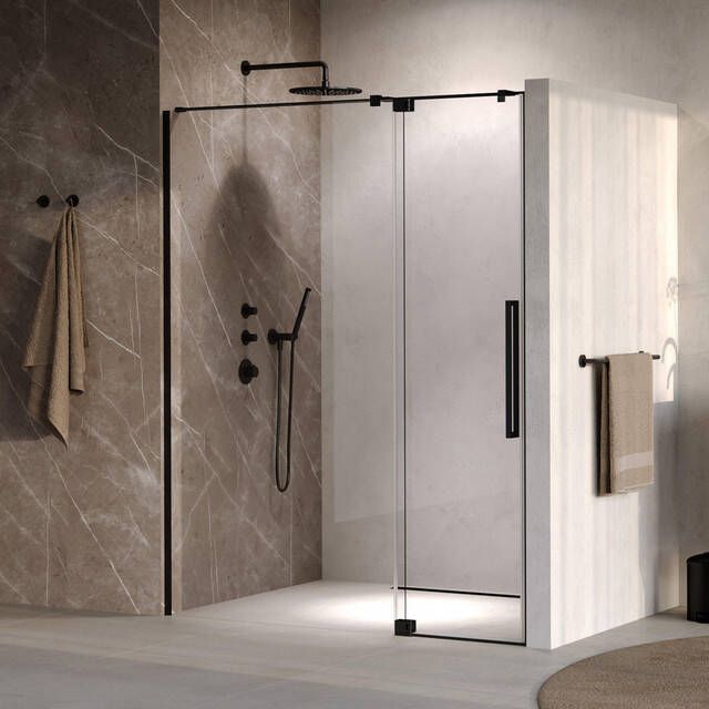 Brauer Stellar Nisdeur 2-delig 140x200cm draaideur glascoating omkeerbaar helder glas geborsteld gunmetal PVD GS-SRN1H140200MZ