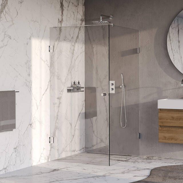 Brauer Void Carving Douchecabine 100x120x200cm draaideur glascoating omkeerbaar helder glas Chroom GS-VOCC1H100120200CE