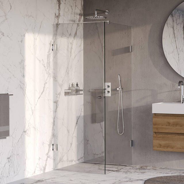Brauer Void Carving Douchecabine 80x100x200cm draaideur glascoating omkeerbaar helder glas Chroom GS-VOCC1H80100200CE