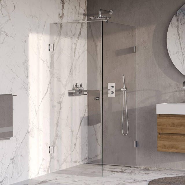 Brauer Void Carving Douchecabine 80x120x200cm draaideur glascoating omkeerbaar helder glas Chroom GS-VOCC1H80120200CE