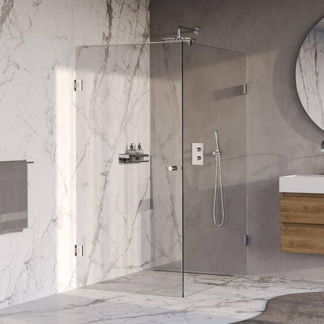Brauer Void Carving Douchecabine 90x140x200cm draaideur glascoating omkeerbaar helder glas Chroom GS-VOCC1H90140200CE