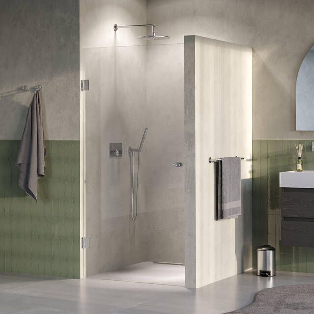 Brauer Void Carving Nisdeur 100x200cm draaideur glascoating omkeerbaar helder glas Geborsteld RVS PVD GS-VOCN1H100200NG