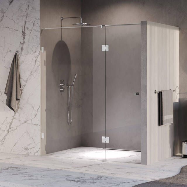 Brauer Void Carving Nisdeur 2-delig 170x200cm 70cm draaideur aan glas glascoating omkeerbaar helder glas Chroom GS-VOCN3H70100200CE