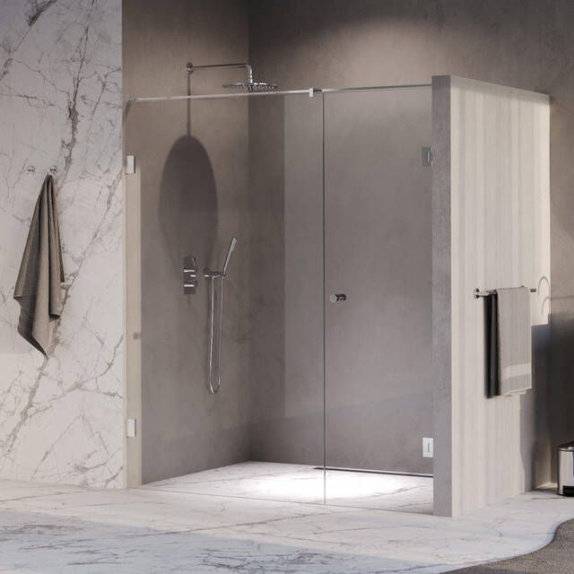 Brauer Void Carving Nisdeur 2-delig 180x200cm 70cm draaideur aan muur glascoating omkeerbaar helder glas Chroom GS-VOCN2H70110200CE