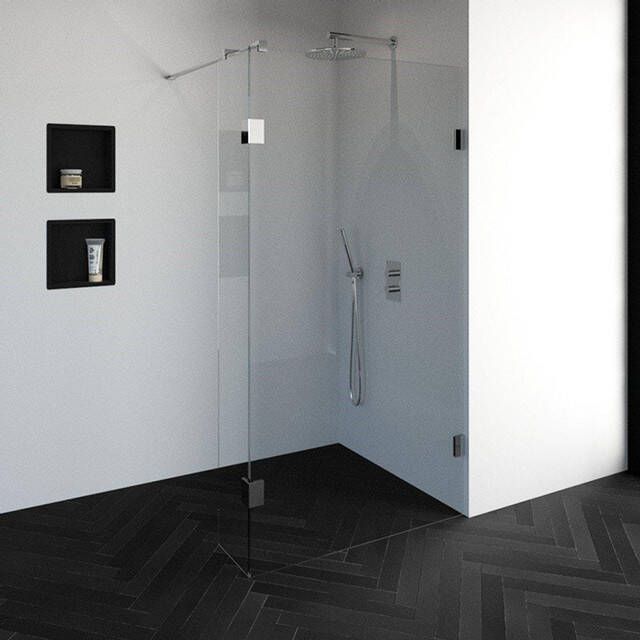 Brauer Void inloopdouche helder glas 110x200 met 30 zijwand incl. glascoating chroom GS-VOI2H11030200CE