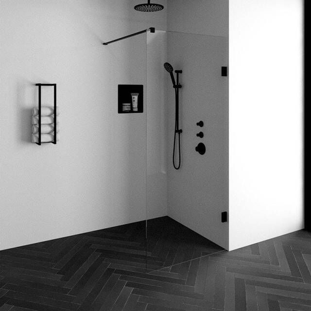 Brauer Void inloopdouche helder glas 90x200 incl. glascoating mat zwart GS-VOI1H90200MZ