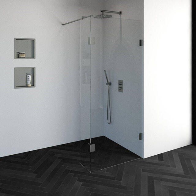 Brauer Void inloopdouche helder glas 90x200 met 30 zijwand incl. glascoating PVD RVS-kleurig geborsteld GS-VOI2H9030200NG