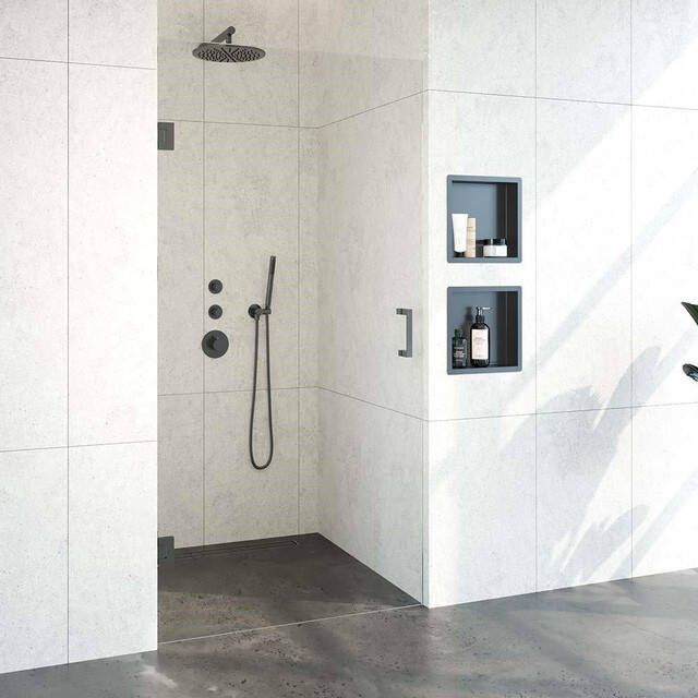 Brauer Void nisdeur helder glas 100x200 omkeerbaar incl. glascoating PVD gunmetal geborsteld GS-VON1H100200GM